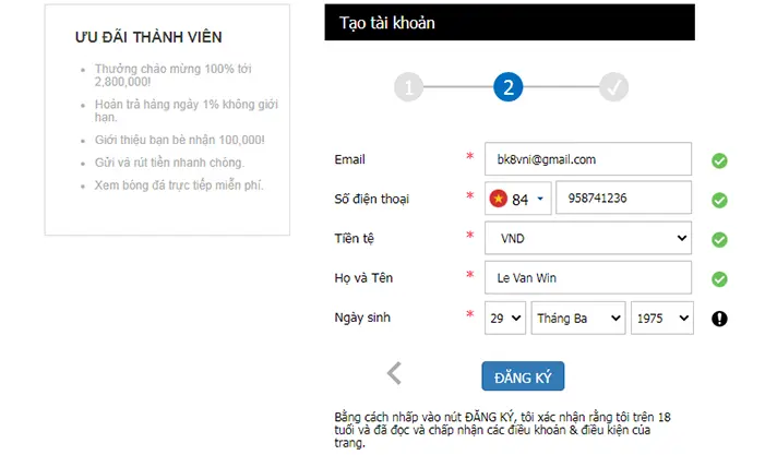 Tạo tài khoản trong 1 phút