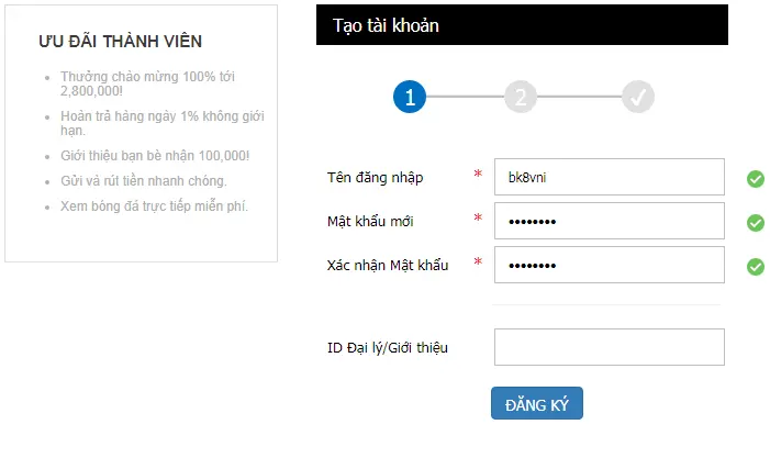 Đăng ký tài khoản dễ dàng